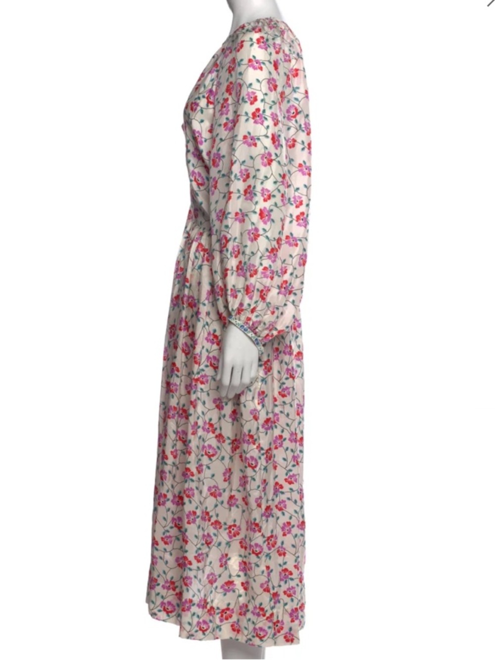 Alix of Bohemia Saranna Hand-Printed Silk Floral Maxi Dress in Rosebud Size XS - Picture 14 of 15